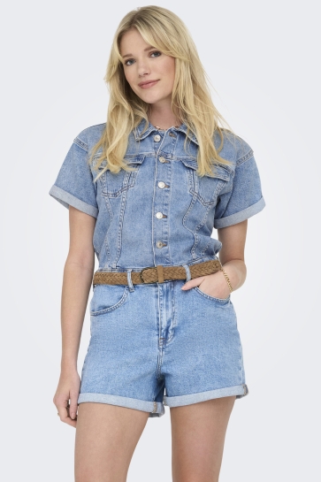Only Broek ONLCASTEL S/S DNM PLAYSUIT AZG 15344704 Light Blue Denim