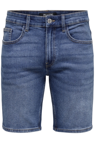 Only & Sons Broek ONSWEFT BOX PIM DNM SHORTS WE 22034527 MEDIUM BLUE DENIM