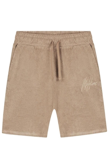 Malelions Broek MEN SIGNATURE TOWELLING SHORTS MM3 SS25 26 336 TAUPE
