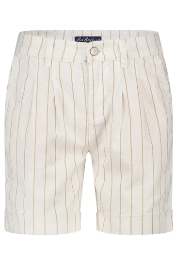 Red Button Broek CLEO SHORT COTTON LINEN STRIPE SRB4574 DARK SAND