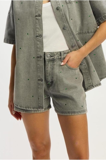 Refined Department Broek WOVEN SHORT STUDS ZAAR R2505272689 996 MID GREY