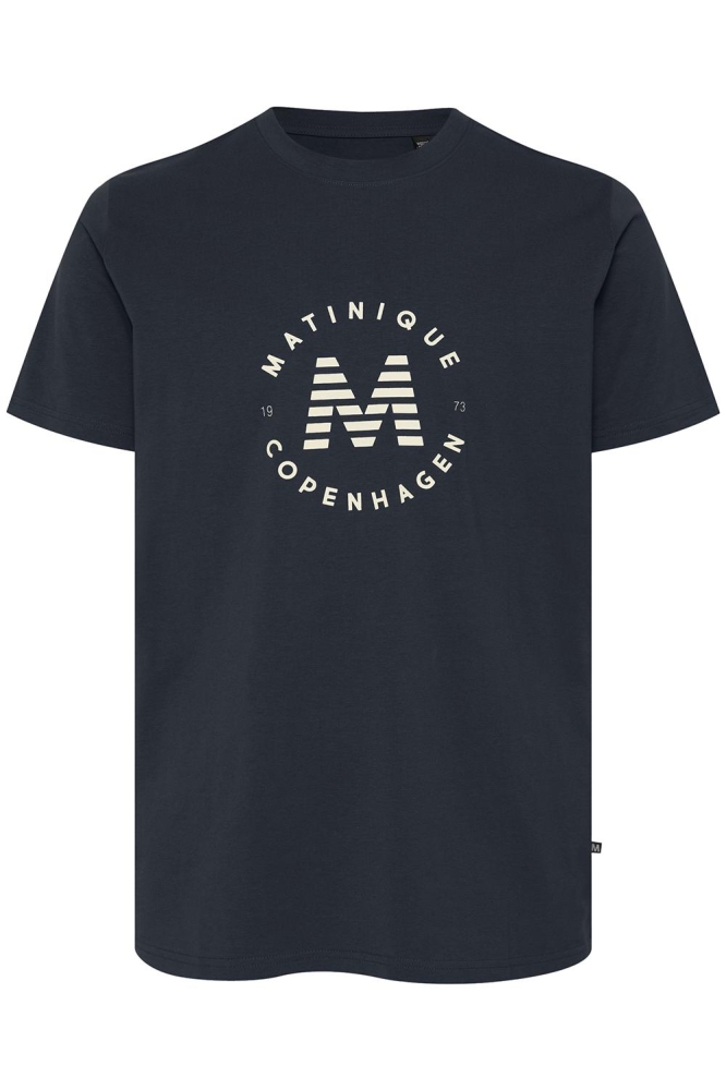 Matinique blauwe heren t-shirt | Vooraanzicht