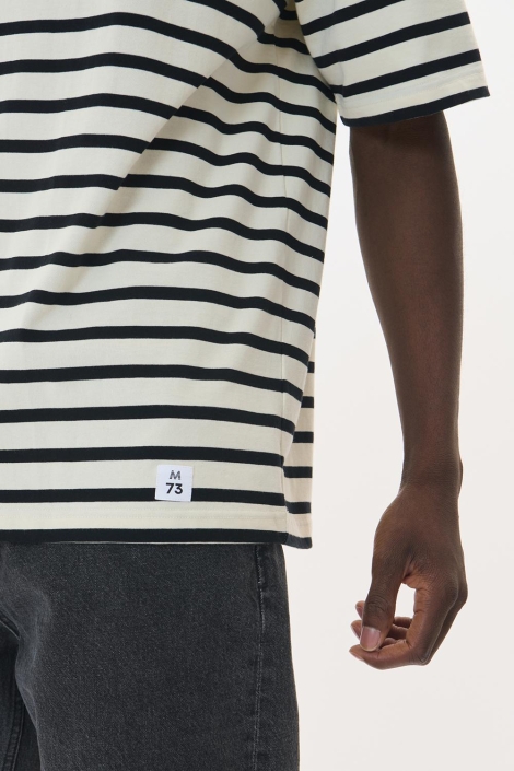 Matinique beige heren t-shirt | Close up