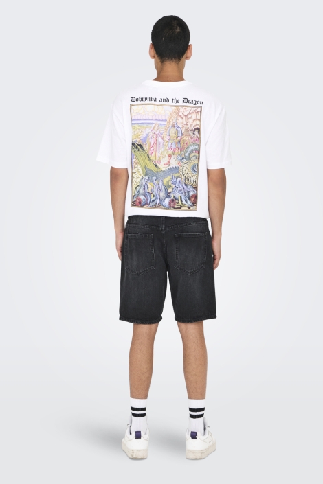 Only & Sons zwarte heren korte broek | Model achteraanzicht
