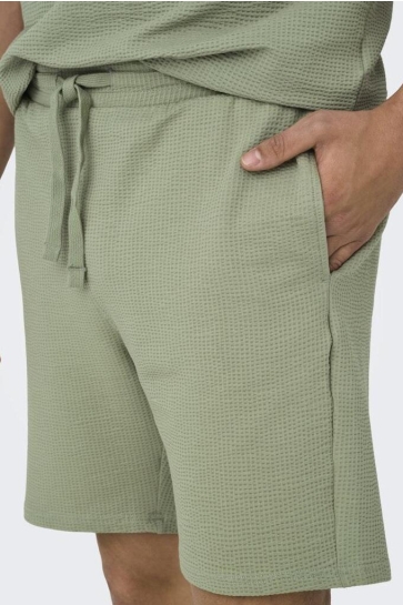 Only & Sons Broek ONSKIAN LIFE REG SEERSUCKER SHORTS 22029752 Seagrass