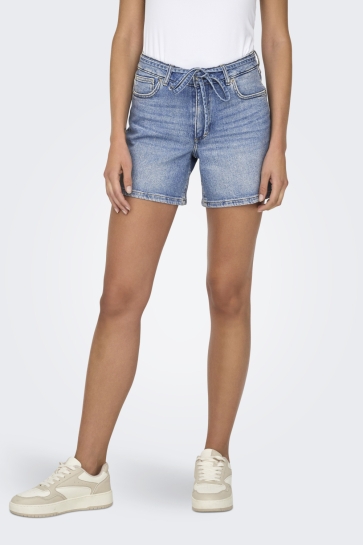 Only Broek ONLGIANNA MW BELTED SHORTS AZG DNM 15340706 LIGHT BLUE DENIM