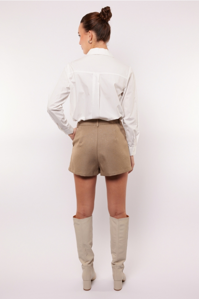 Fluresk taupe dames korte broek | Model