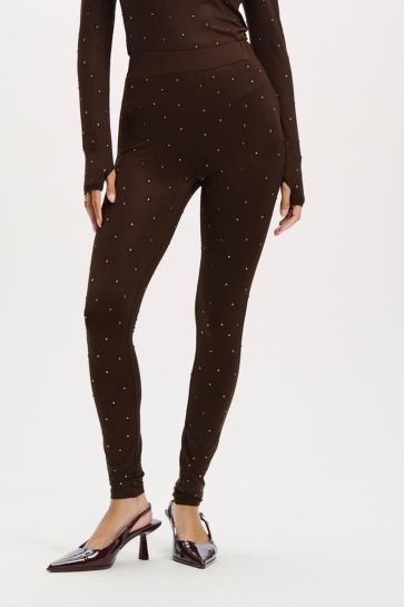 Refined Department Broek KNITTED LEGGING RHINESTONES ANNA R2510159864 600 BROWN