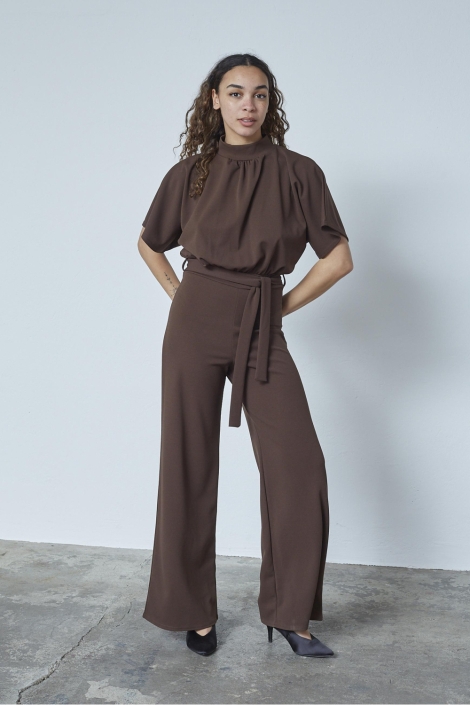 SisterS point bruine dames jumpsuit | Model vooraanzicht