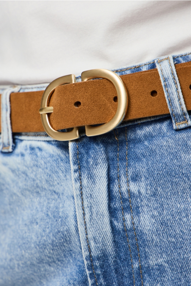 Pieces cognac dames riem | Kleurstaal