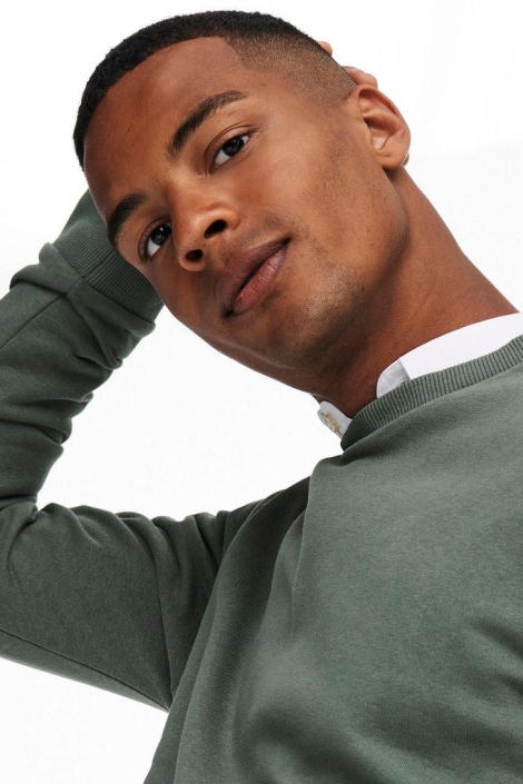 Only & Sons groene heren trui | Vooraanzicht