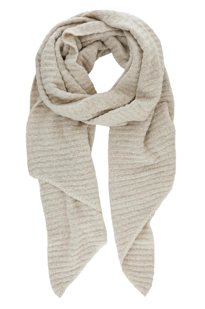 PCPYRON STRUCTURED LONG SCARF NOOS 17105988 Whitecap Gray