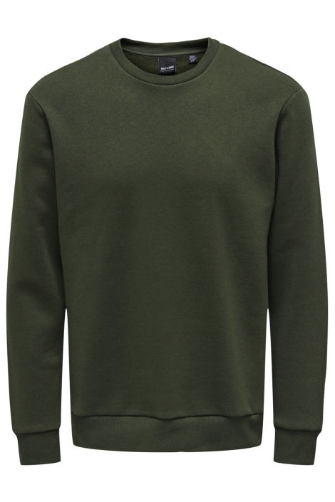 Only & Sons groene heren sweater | Vooraanzicht