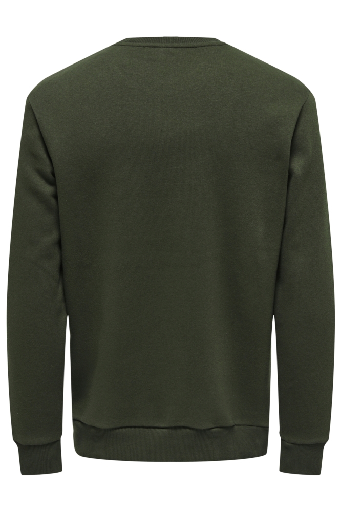 Only & Sons groene heren sweater | Achteraanzicht