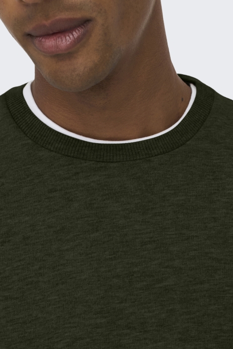 Only & Sons groene heren sweater | Close up