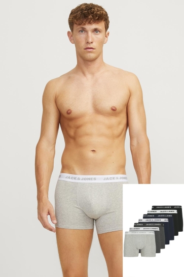 Jack & Jones Ondergoed JACBASIC TRUNKS 7 PACK NOOS 12165587 LIGHT GREY MELANGE/DGM & DGM