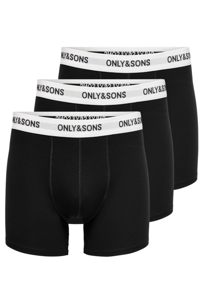 ONSFITZ SOLID BLACK BOXER 3PACK NOO 22028589 Black Detail WHITE WAIST