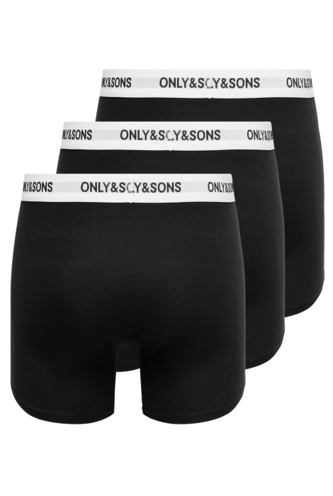 Only & Sons onsfitz solid black boxer 3pack noo