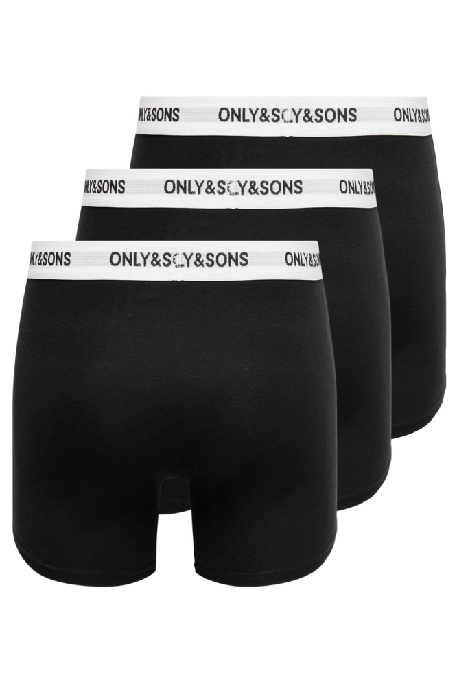 ONSFITZ SOLID BLACK BOXER 3PACK NOO 22028589 Black Detail WHITE WAIST