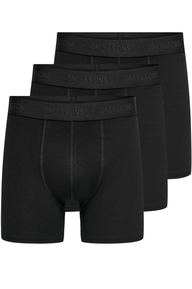 ONSFITZ SOLID BLACK BOXER 3PACK NOO 22028589 Black Detail BLACK WAIST