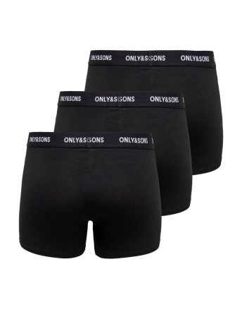 Only & Sons Ondergoed ONSFITZ SOLID BLACK BOXER 3PACK3854 22023854 Black Detail BLACK WAISTBAND