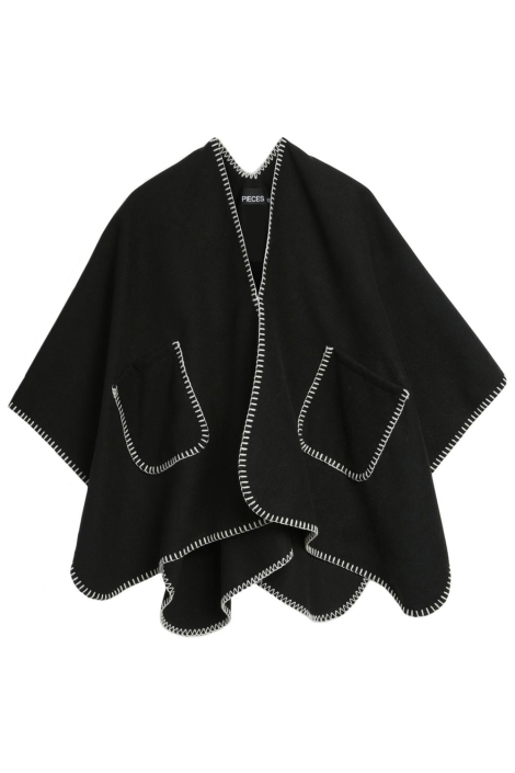 Pieces zwarte dames poncho | 