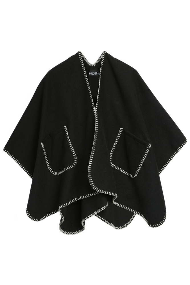 Pieces zwarte dames poncho | 