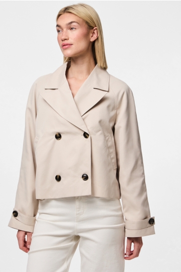 Pieces Jas PCSCARLETT LS SHORT TRENCHCOAT NOOS 17154509 SILVER GRAY
