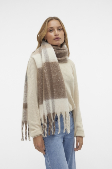 Vero Moda Accessoire VMIVY LEAGUE SCARF NOOS 10269145 BIRCH/BROWN LENT