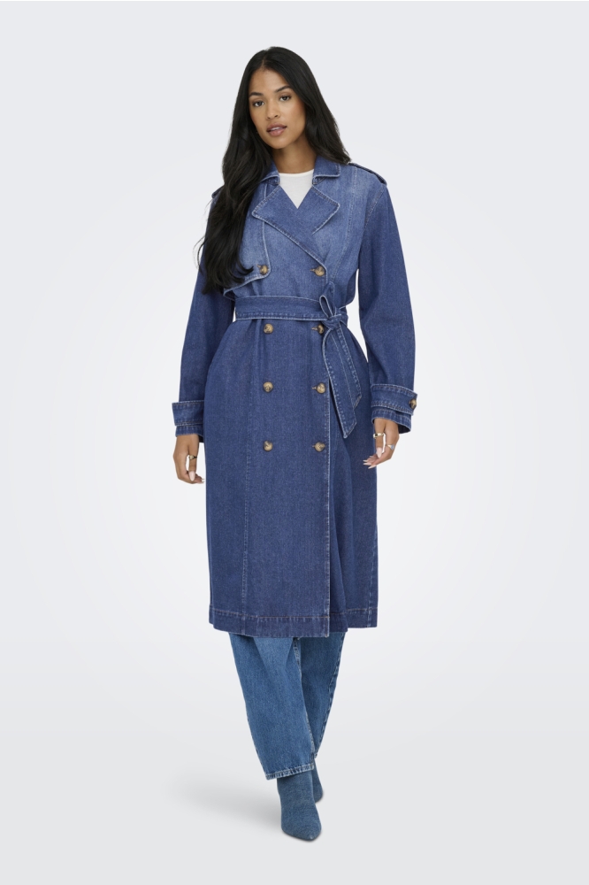 Jacqueline de Yong blauwe dames jas | Model achteraanzicht