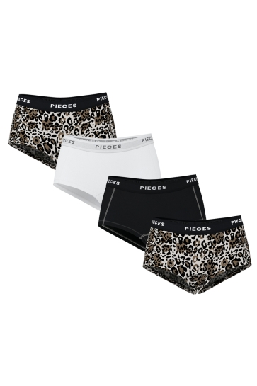 Pieces Ondergoed PCLOGO LADY 4 PACK AOP/SOLID NOOS B 17156241 SILVER GREY/4 PACK LEO