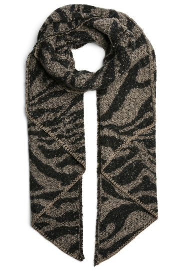 Pieces PCPYRON LONG ANIMAL SCARF NOOS BC 17151097 WHITE PEPPER/ZEBRA