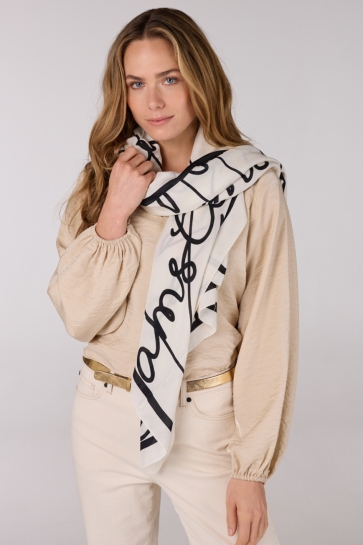 Juffrouw Jansen Accessoire SCARF S25 VTT 904 PRINTED 000021 OFF WHITE BLACK