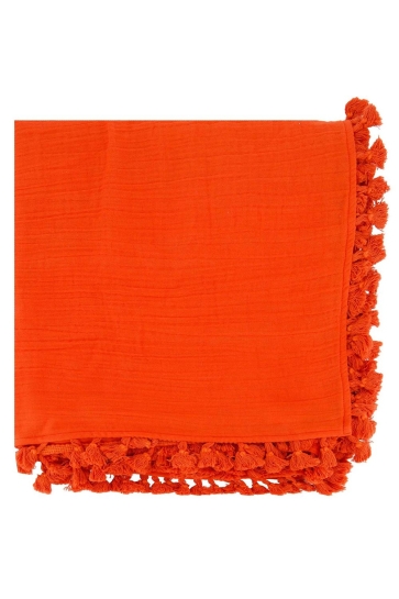 Zusss Accessoire SJAAL IN CRINCLE KATOEN MET KWASTJES 0307 039 3000 ROOD