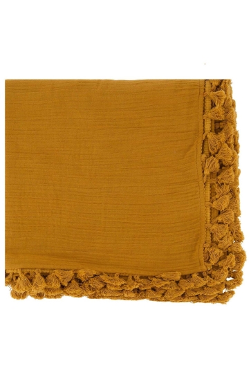 Zusss Accessoire SJAAL IN CRINCLE KATOEN MET KWASTJES 0307 039 1003 CAMEL