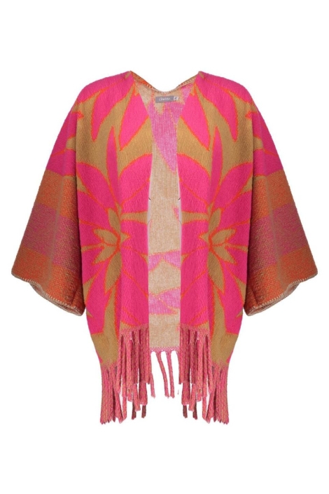 Geisha roze dames poncho | Vooraanzicht