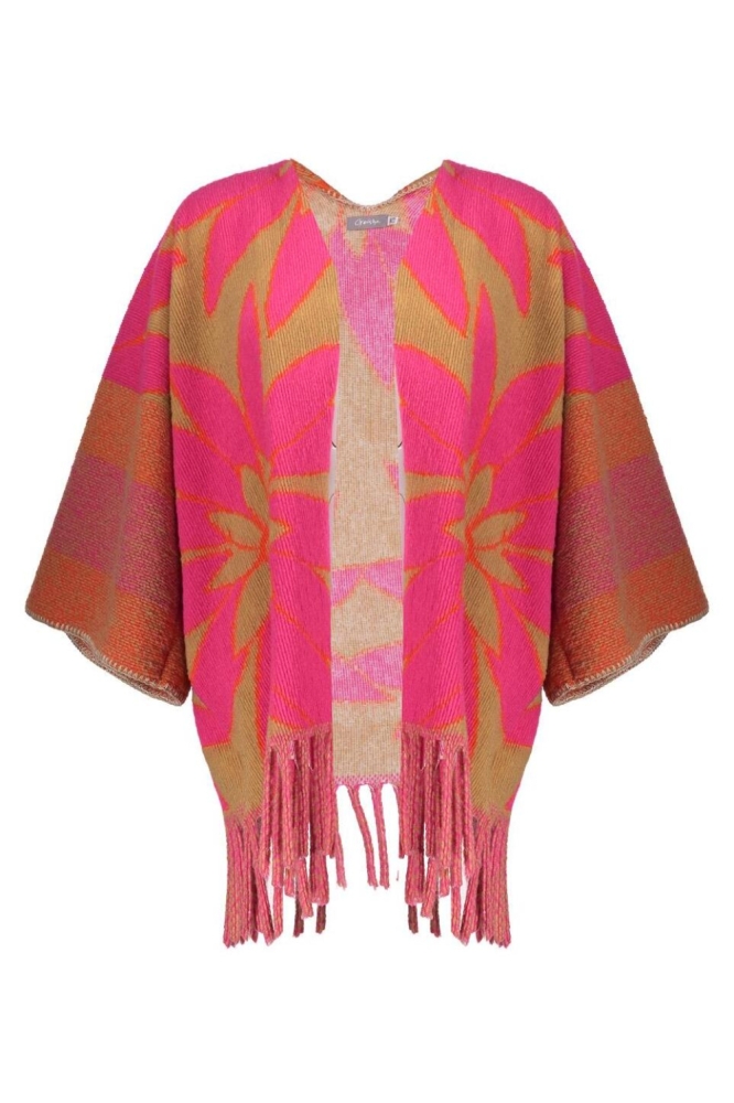 Geisha roze dames poncho | Vooraanzicht