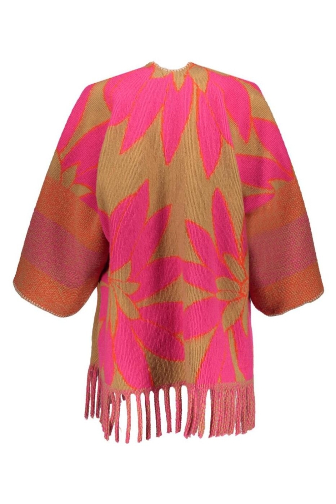 Geisha roze dames poncho | Achteraanzicht