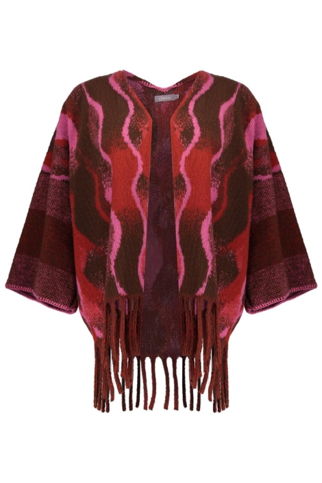 Geisha multi color dames poncho | Vooraanzicht
