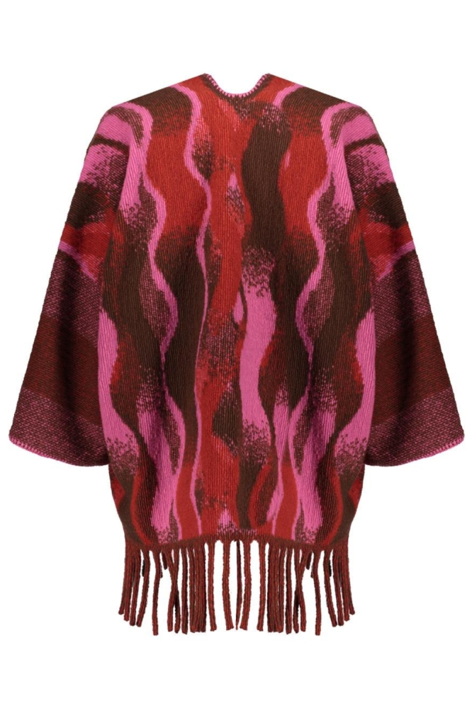 Geisha multi color dames poncho | Achteraanzicht