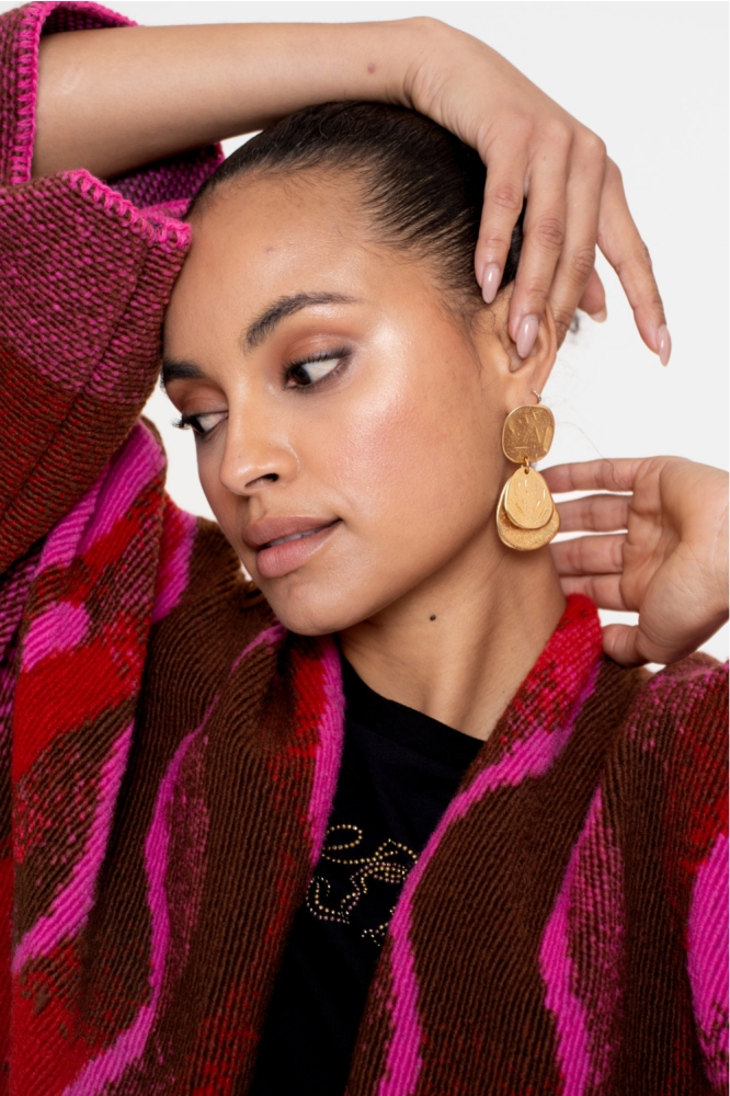 Geisha multi color dames poncho | Close up