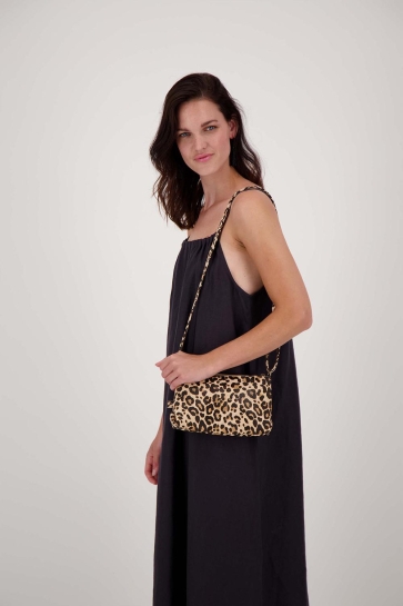Zusss Accessoire SUEDINE SCHOUDERTAS PANTERPRINT 0204 047 7197 SAHARA/ZWART