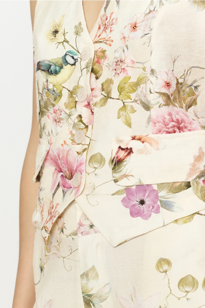 LolaLiza beige dames gilet | Close up