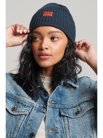 Superdry Accessoire WORKWEAR KNITTED BEANIE HAT W9010160A ECLIPSE NAVY