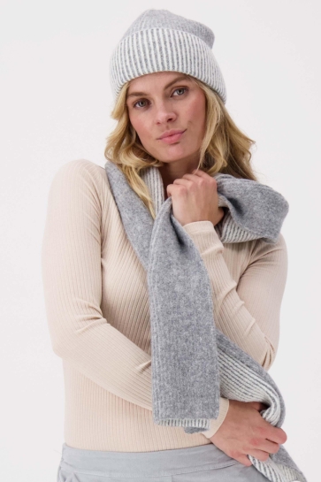 Zusss Accessoire GEBREIDE MUTS MET TIPPING 0307 042 0009 MIDDENGRIJS