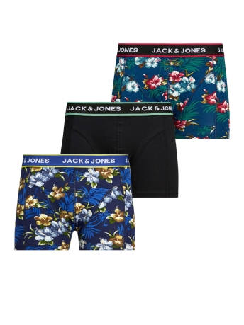 Jack & Jones Ondergoed JACFLOWER TRUNKS 3 PACK.NOOS 12171253 Black/Bardaboes
