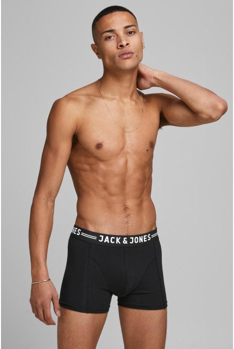 merknaam historisch loyaliteit sense trunks 3-pack noos 12081832 jack & jones ondergoed black/black  waistband