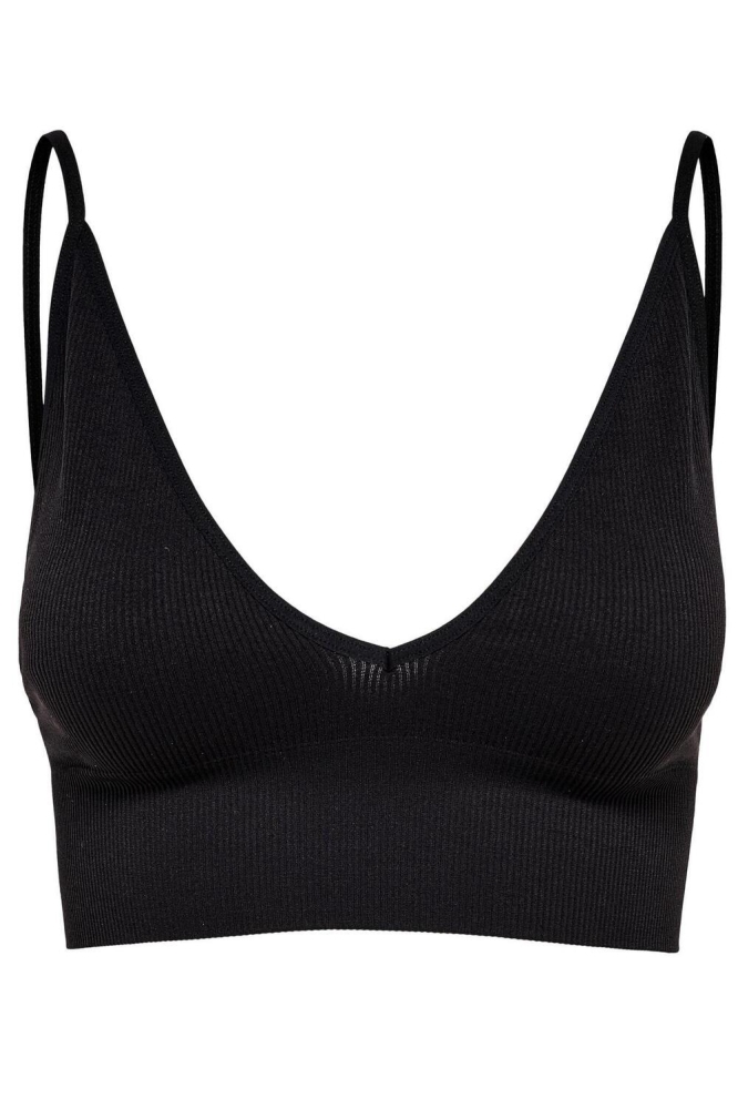 ONLVICKY  RIB SEAMLESS V-NECK TOP NOOS 15201539 BLACK