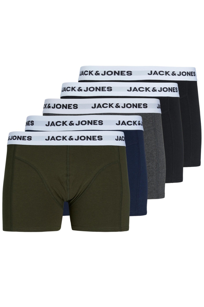 JACBASIC WHITE WB TRUNKS 5 PACK NOO 12214455 FOREST NIGHT/NAVY BLAZE