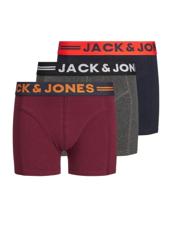 Jack & Jones Junior Ondergoed JACLICHFIELD TRUNKS 3 PACK NOOS JNR 12149294 Dark Grey Melange